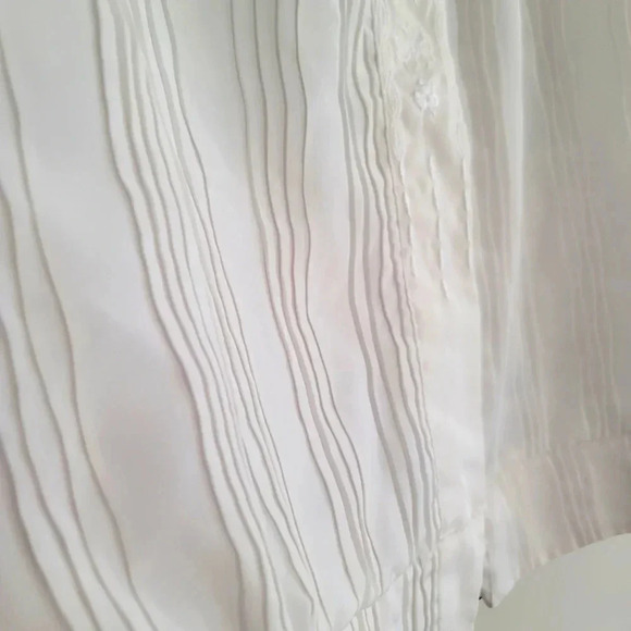 Vintage 70s Elegancia Embroidered Ivory Button Up Crinkle Blouse* Read Details* - Picture 4 of 6